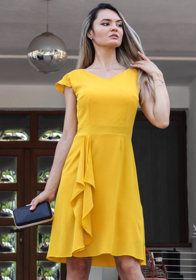 Rochie cocktail-principal-galben